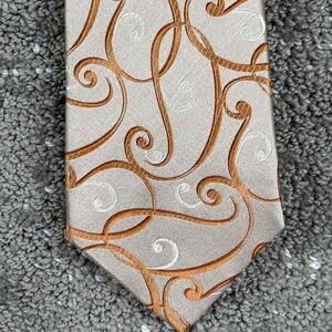 Van Heusen Necktie Mens OS Champagne Copper Silk Woven Swirl Scroll Formal Tie